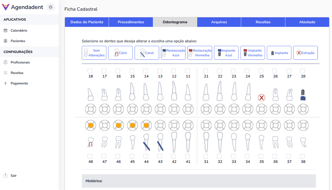 Interface do AgendaDent
